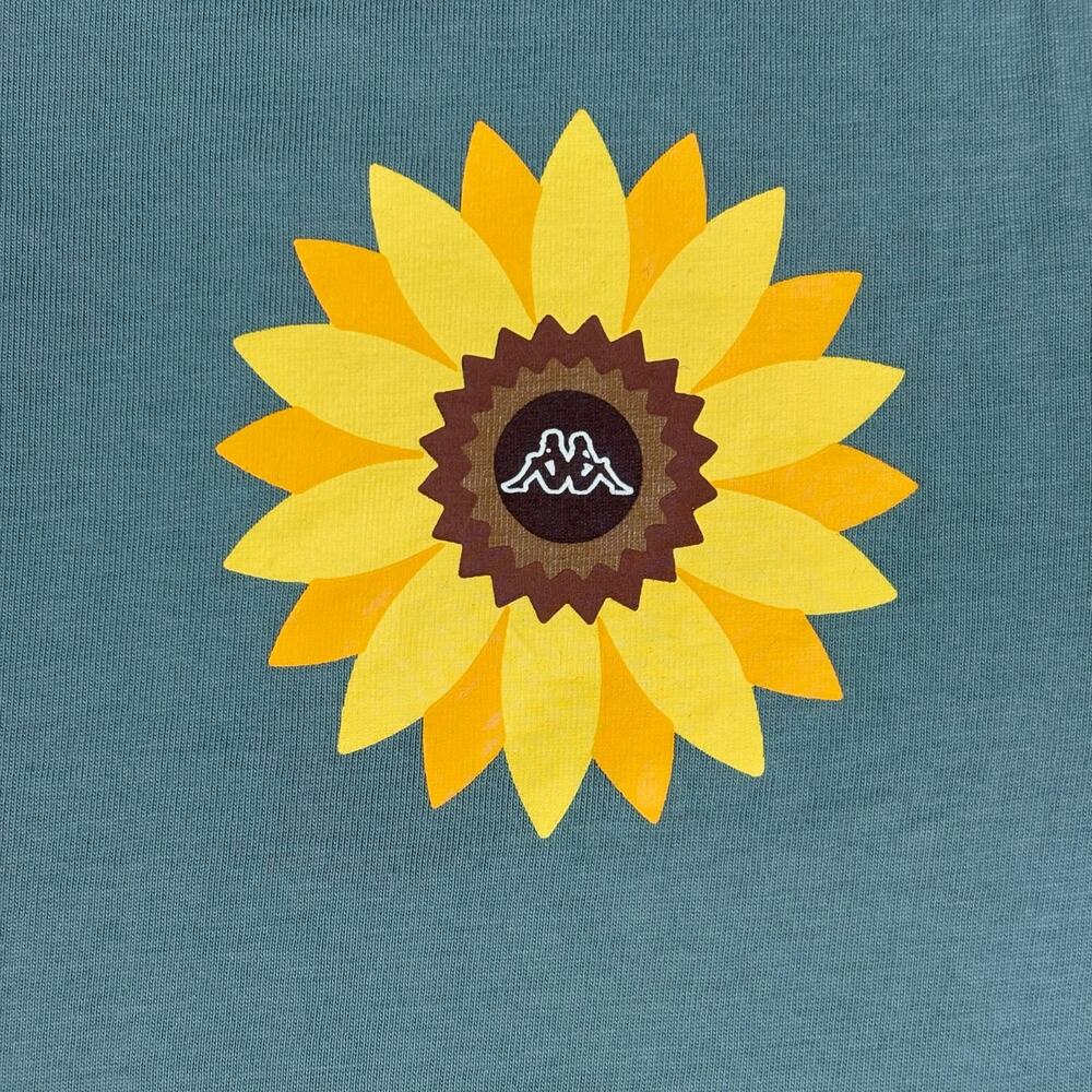 Kappa Medium Womens Don’t Worry Be Happy Sunflower Green T Shirt 100%‎ Cotton - Picture 4 of 6